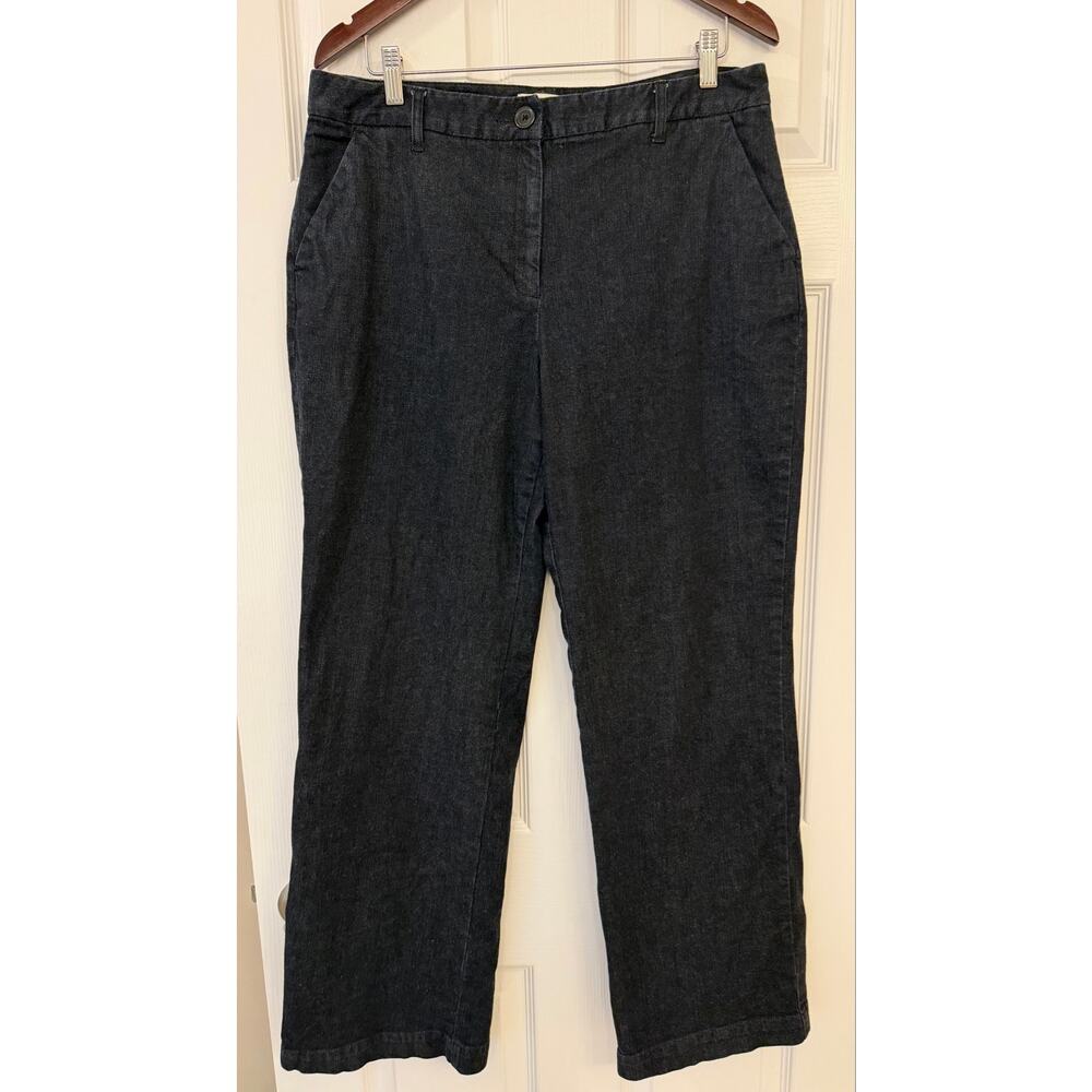 Talbots Stretch Cotton Denim Trousers Dark Blue Chambray Sz 14